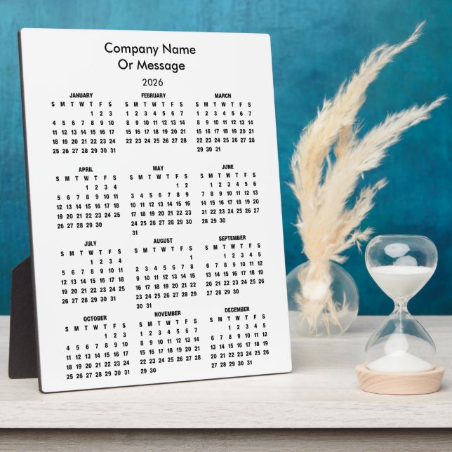 Modern 2026 Calendar Company Name Plaque (Side)