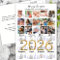 Modern 2026 Calendar Gold Script 15 Photo Collage