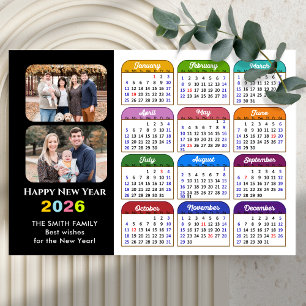 Modern 2026 Colourful Calendar 2 Photo Magnetic