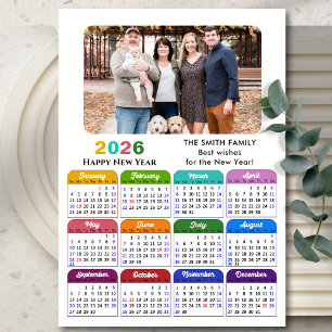 Modern 2026 Colourful Calendar Photo Magnetic