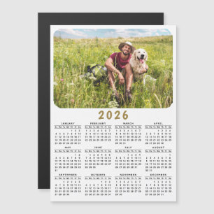 Modern 2026 Magnetic Photo Calendar Black White