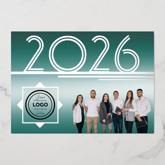 Modern 2026 New Year Logo Photo Greeting Card (Front)