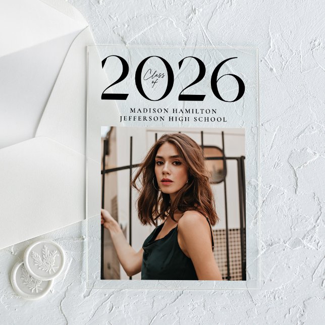 Modern 2026 Photo Acrylic Graduation Announcement (Creator Uploaded)