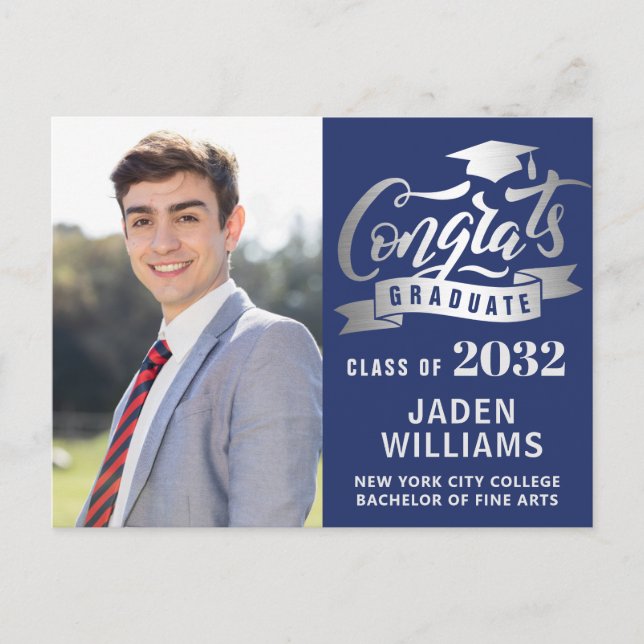 Modern 2026 PHOTO Graduation Party Invitation Postcard (Front)