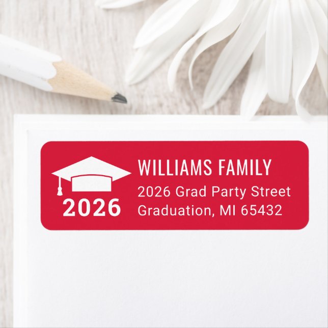 Modern 2026 Red Graduation Return Address (Insitu)