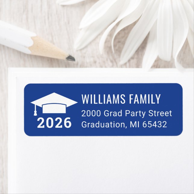 Modern 2026 Royal Blue Graduation Return Address (Insitu)