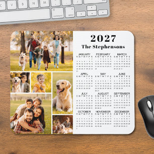 Modern 2027 Calendar 6 Photo Collage Personalised Mouse Mat