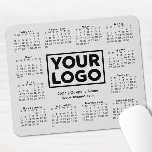 Modern 2027 Calendar Business Company Logo Grey Mouse Mat