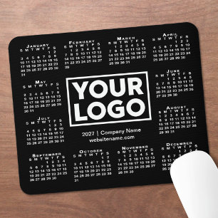 Modern 2027 Calendar Business Logo Black Mouse Mat