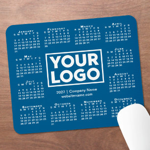 Modern 2027 Calendar Business Logo Blue Mouse Mat