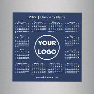 Modern 2027 Calendar Company Logo Navy Blue Magnet