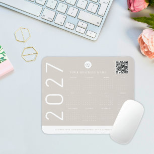 Modern 2027 Calendar Neutral Beige Business Logo Mouse Mat