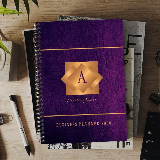Modern 2027 gold monogram name script elegant planner (Creator Uploaded)