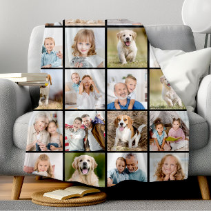 Modern 20 Photo Collage Personalised Simple Family Fleece Blanket