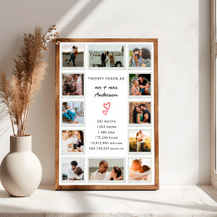 Modern 20th Anniversary Custom Photo Collage Poster
