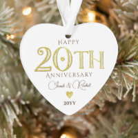 Modern 20th Wedding Anniversary Keepsake Gold Foil