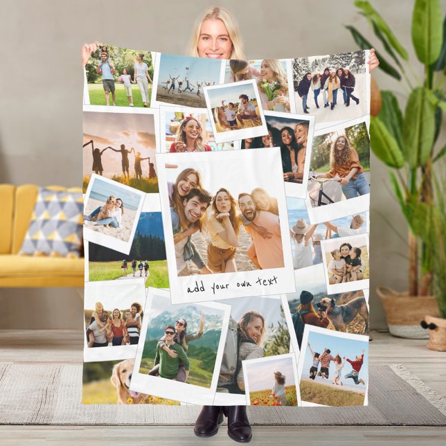 Modern 21 Picture Scrapbook Photo Collage Fleece Blanket (Creator Uploaded)