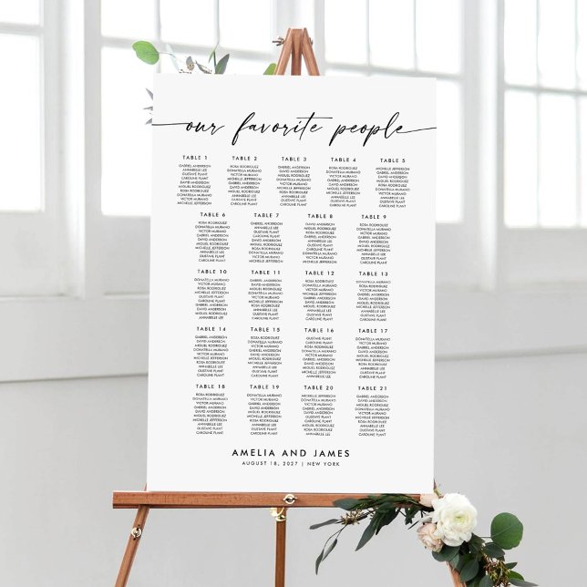 Modern 21 Tables Our Favourite People Seating Char Poster (Creator Uploaded)