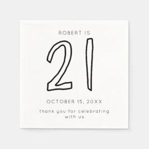 Modern 21st Birthday Men Minimalist Simple Casual Napkin