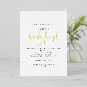Modern 21st Birthday Modern Script White Real