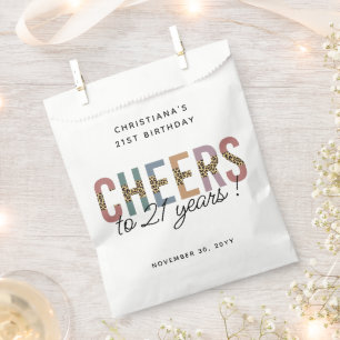 Modern 21st Birthday Party Leopard Print Favour Bags