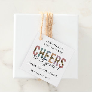 Modern 21st Birthday Party Leopard Print Favour Tags
