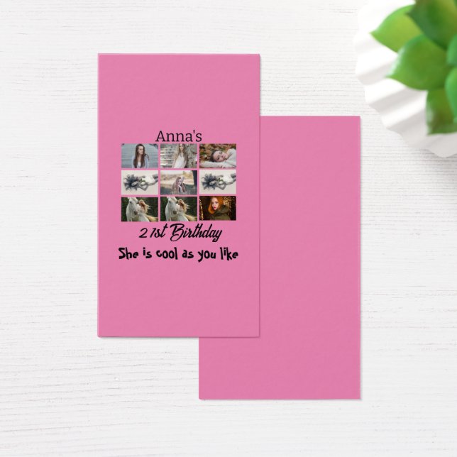 Modern 21st Birthday personalised 9 Photo Collage (Desk)