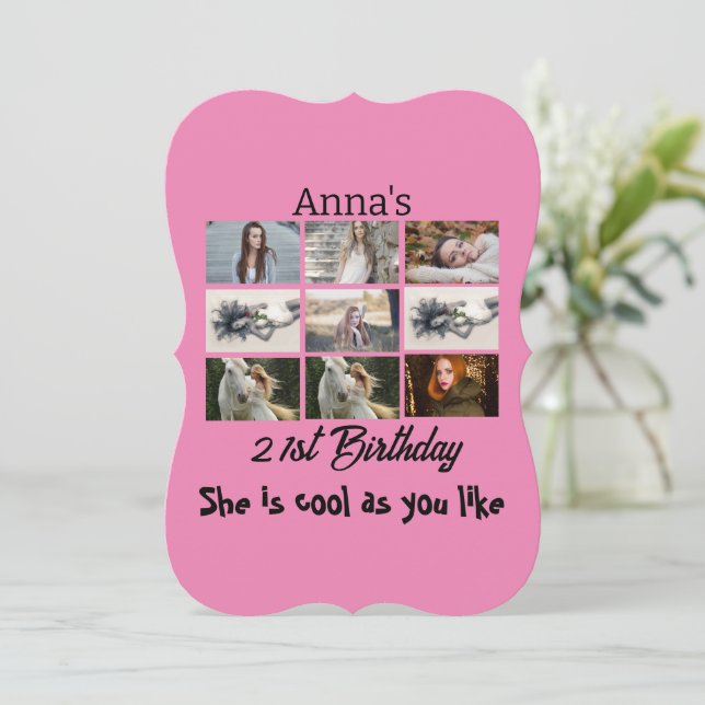 Modern 21st Birthday personalised 9 Photo Collage (Standing Front)