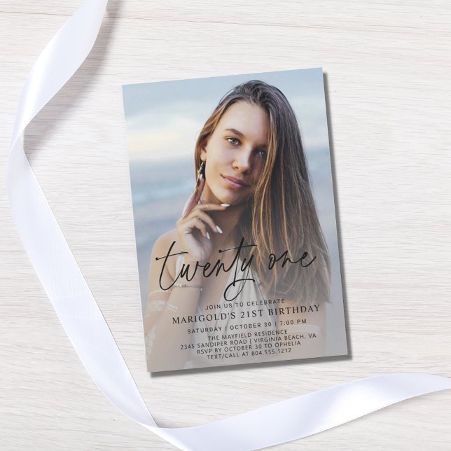 Modern 21st Birthday Photo Invitation  (Creator Uploaded)