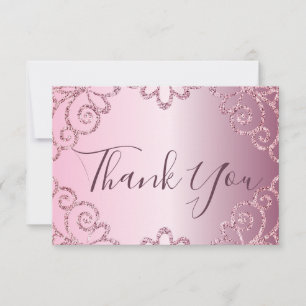 Modern 21stt Birthday Pink Glitter Sparkle  Thank You Card