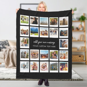 Modern 22 Picture Personalised Photo Collage Fleece Blanket