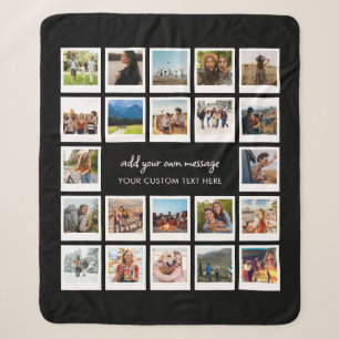Modern 22 Picture Personalised Photo Collage Sherpa Blanket