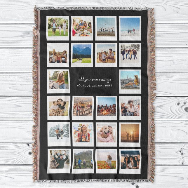 Modern 22 Picture Personalised Photo Collage Throw Blanket (Creator Uploaded)