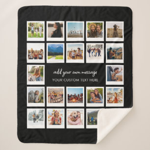 Modern 22 Picture Personalized Photo Collage Sherpa Blanket