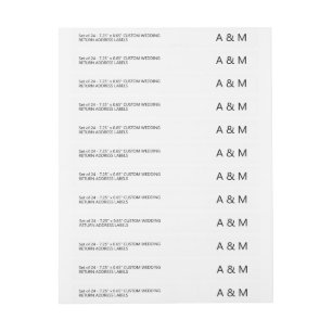 Modern 24 x Thin Custom Wedding Return Address Wrap Around Label
