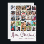 Modern 25 photo collage Christmas Pattern  Holiday Card<br><div class="desc">Celebrate the season and your story with this elegant and joyful Christmas card, designed to turn your favourite family moments into a vibrant year-in-review. The front features a 25-photo collage template—perfect for showcasing the laughter, milestones, and everyday magic that made your year special.On the reverse, a stunning pattern of colourful...</div>