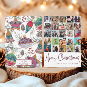 Modern 25 photo collage Christmas Pattern Holiday Card