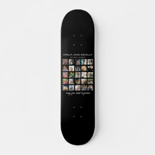 Modern 25 Photo Collage Memorial Skateboard