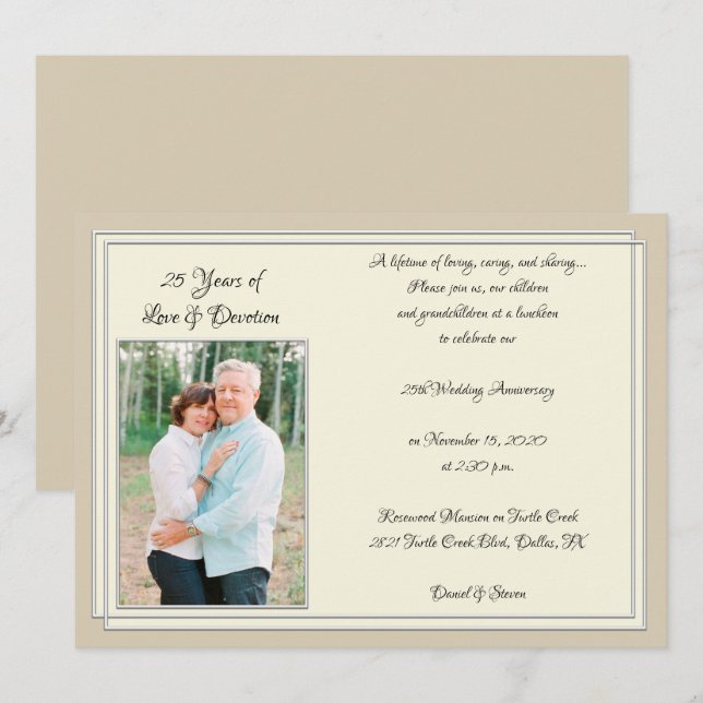 Modern 25th Anniversary Celebration Invitation (Front/Back)