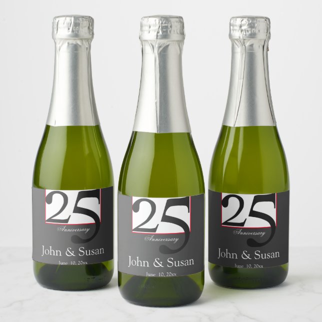 Modern 25th Anniversary Wine Label (Bottles)