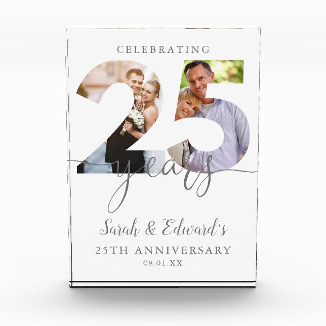 Modern 25th Wedding Anniversary 2  Photo Block (Front)