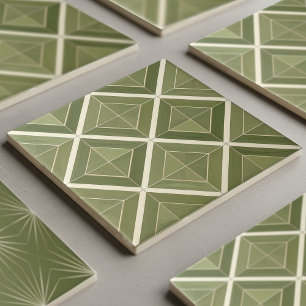 Modern 2 Color Geometric Pat#26 Olive Green ID1192 Tile