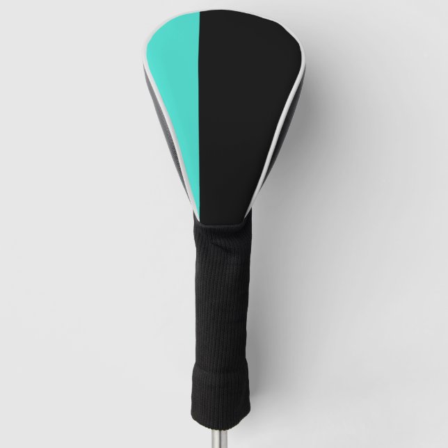 Modern 2 colours | Turquoise Blue and Black Golf Head Cover (Front)