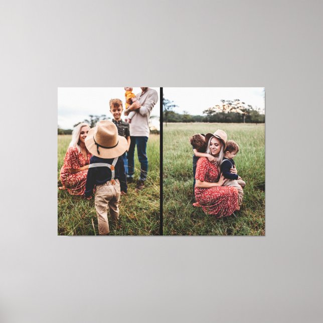 Modern 2 Family Photo Collage | Design Your Own Canvas Print (Front)