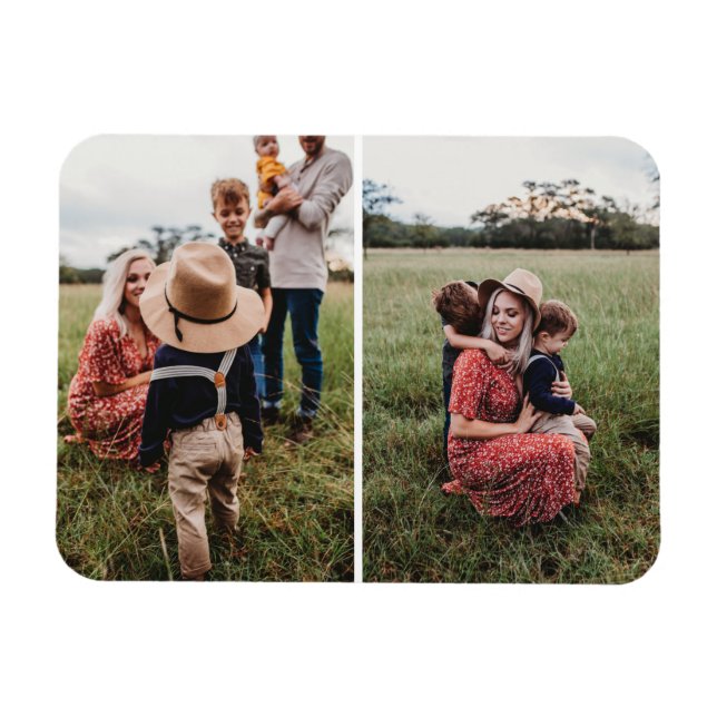 Modern 2 Family Photo Collage | Design Your Own Magnet (Horizontal)