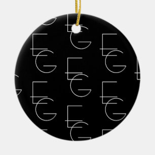 Modern 2 Initial Pattern Black & White Ceramic Tree Decoration