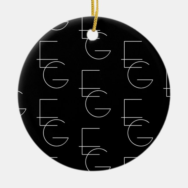 Modern 2 Initial Pattern | Black & White Ceramic Tree Decoration (Front)