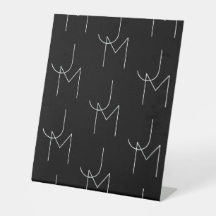 Modern 2 Initial Pattern Black & White Pedestal Sign