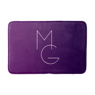 Modern 2 Initials Deep Purple Subtle Ombre Bath Mat