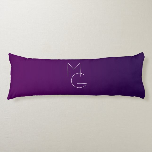 Modern 2 Initials | Deep Purple Subtle Ombre Body Cushion (Front)